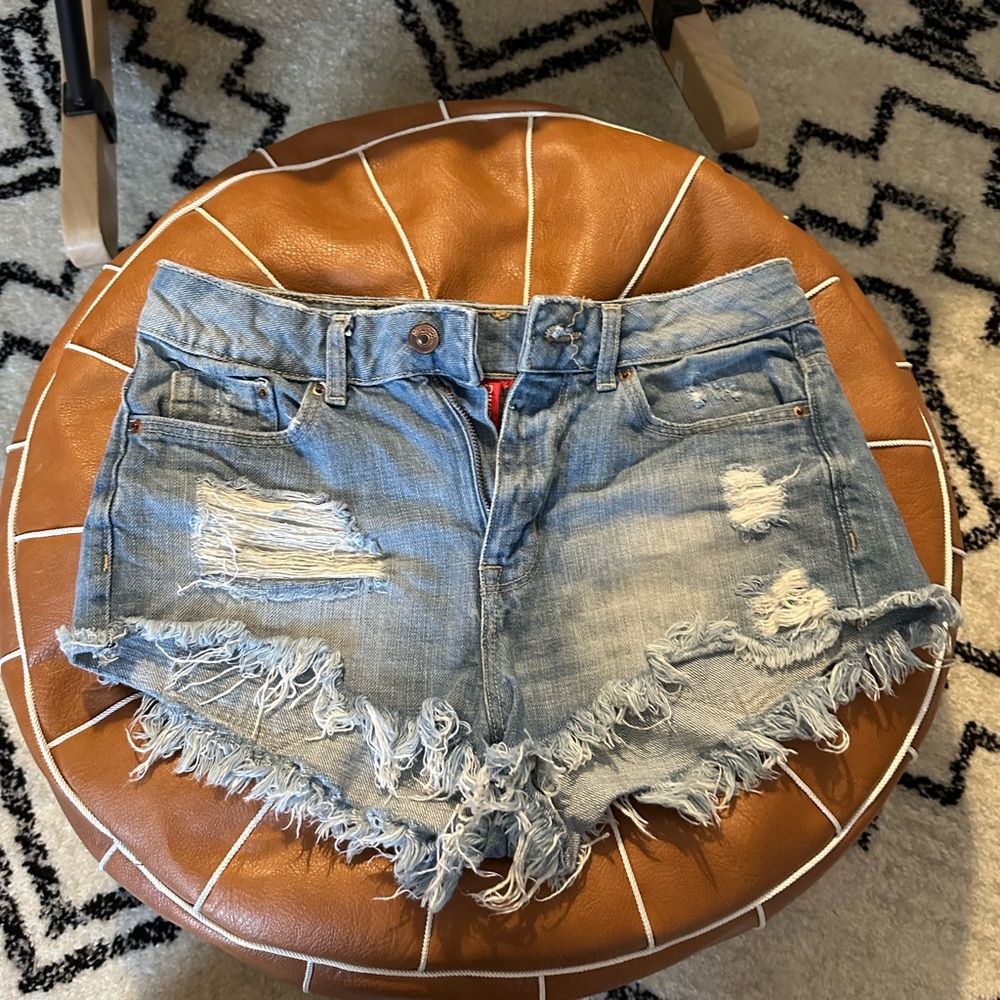 H&M Distressed Frayed Denim Shorts